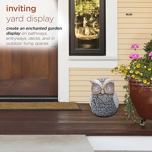 Miniatura 8 de Alpine Corporation QWR674SLR - Estatua solar de búho de jardín para exteriores, 10 pulgadas de alto, marrón
