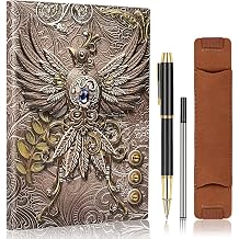 DND Dungeon and Dragon Notebook 3D Embossed Leather Dragon Journal with Black Ballpoint Pen &Pen Sleeve,A5 Vintage Travel Diary D&D Writing Notebook for Hardcover Journal Women&Men Bronze