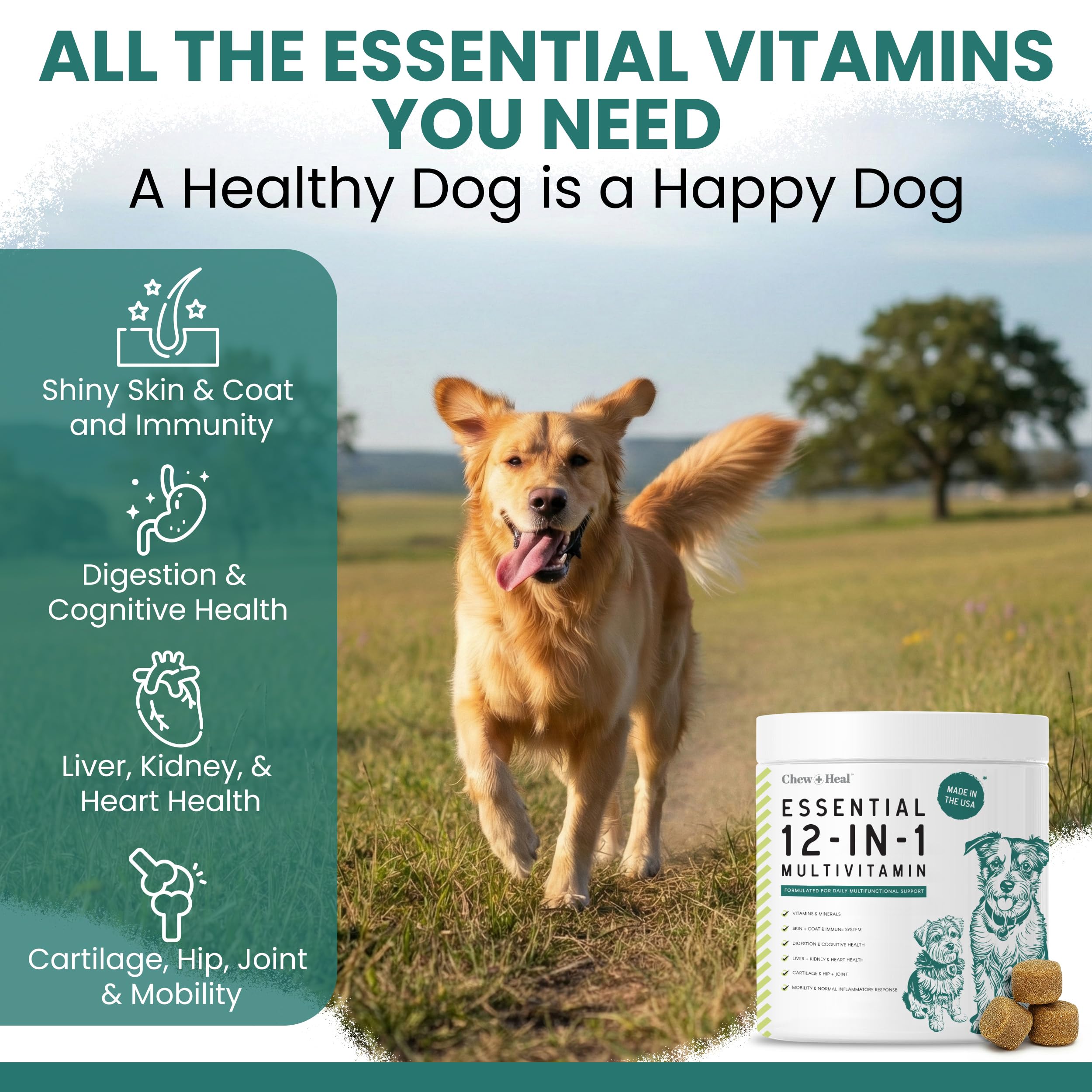 Dog Vitamins and Supplements, 12-in-1 Multivitamin 60 Ct - Puppy & Senior — Amazon image 2