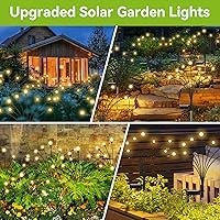 Vista 6 de Luces solares de jardín impermeables para exteriores, paquete de 2 16 luces LED oscilantes, luces de luciérnaga para decoración al aire libre