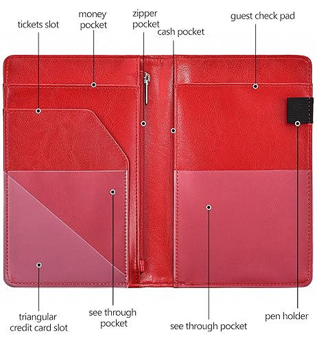 Miniatura 10 de Libreta organizadora para camarera Book&Waitstaff de piel con brillos y cartera y bolsillo con cierre lindo organizador con bolsillo para monedas