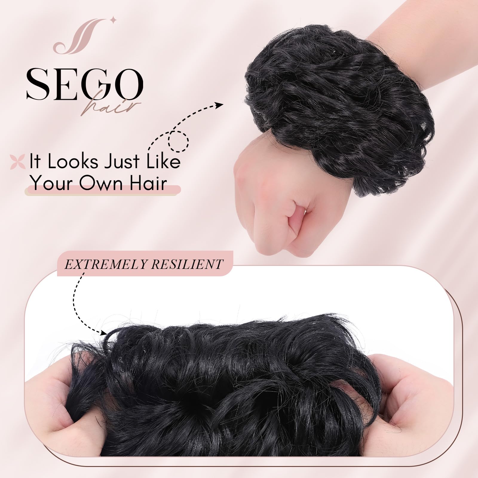 SEGOHAIR Messy Bun Hair Piece Fake Hair Bun Hair Scrunchies Bun - Image 3
