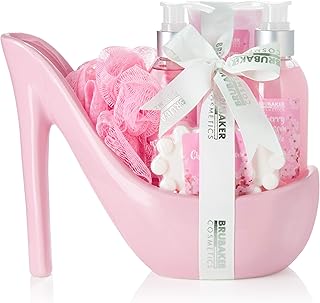 BRUBAKER Cosmetics Lujoso Beautyset Flor de Cerezo - Set de Baño y Ducha de 6 Piezas - Set de Regalo en Cerámica de Color Rosa