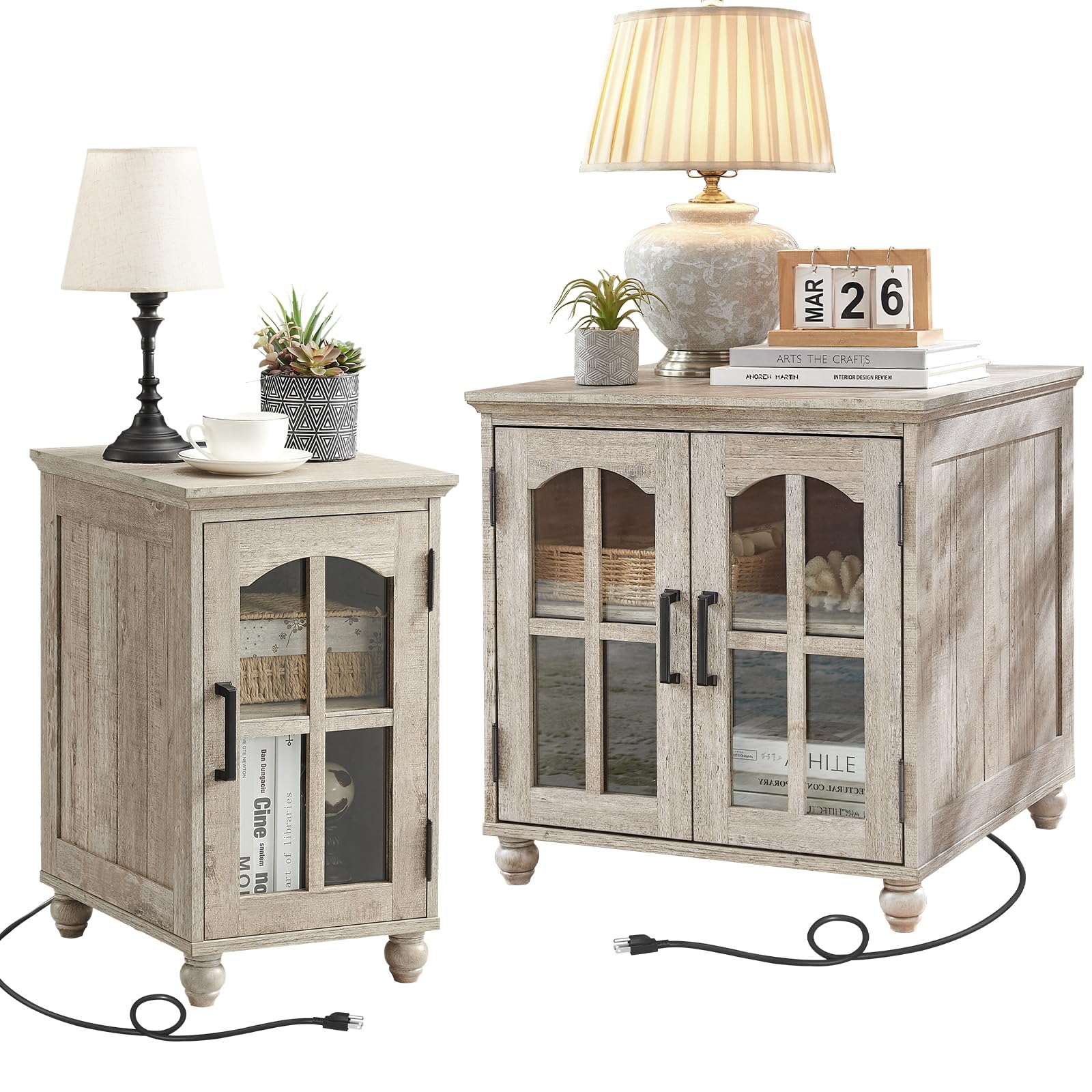 RWYHG Farmhouse End Table Set of 2 in Grey