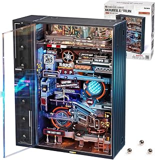 ROKR The Last City Marble Run 3D Puzzle Kit for Adults - Cyberpunk DIY Model Building with Automated Lift & LED Modes