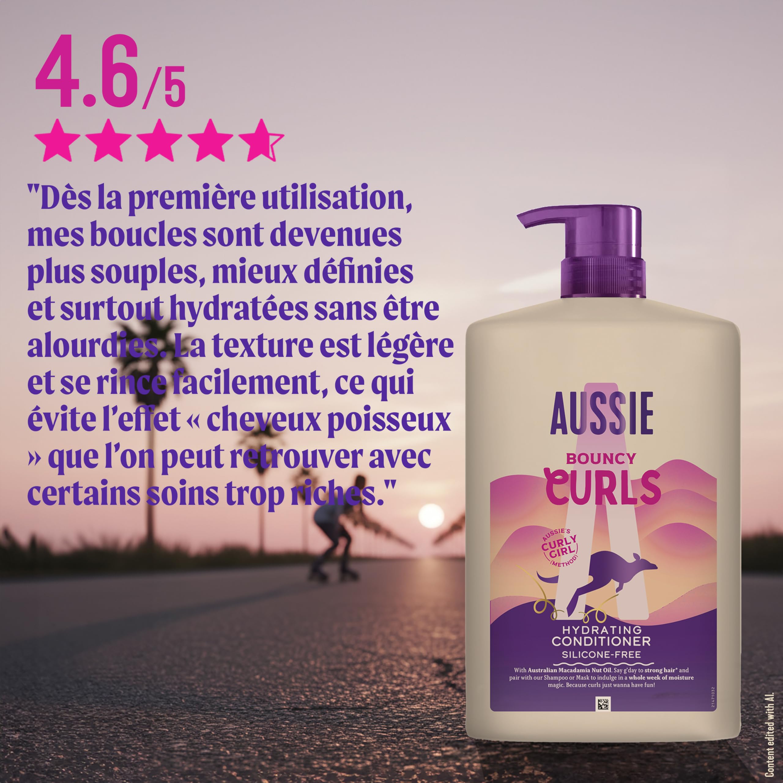 Aussie Bouncy Curls Après-Shampooing Hydratant 1000ml, Boost Hydratant Quotidien Pour Cheveux Bouclés et Ondulés, Avec Huiles de Jojoba, Coco et Macadamia, Ne Alourdit Pas, Végane