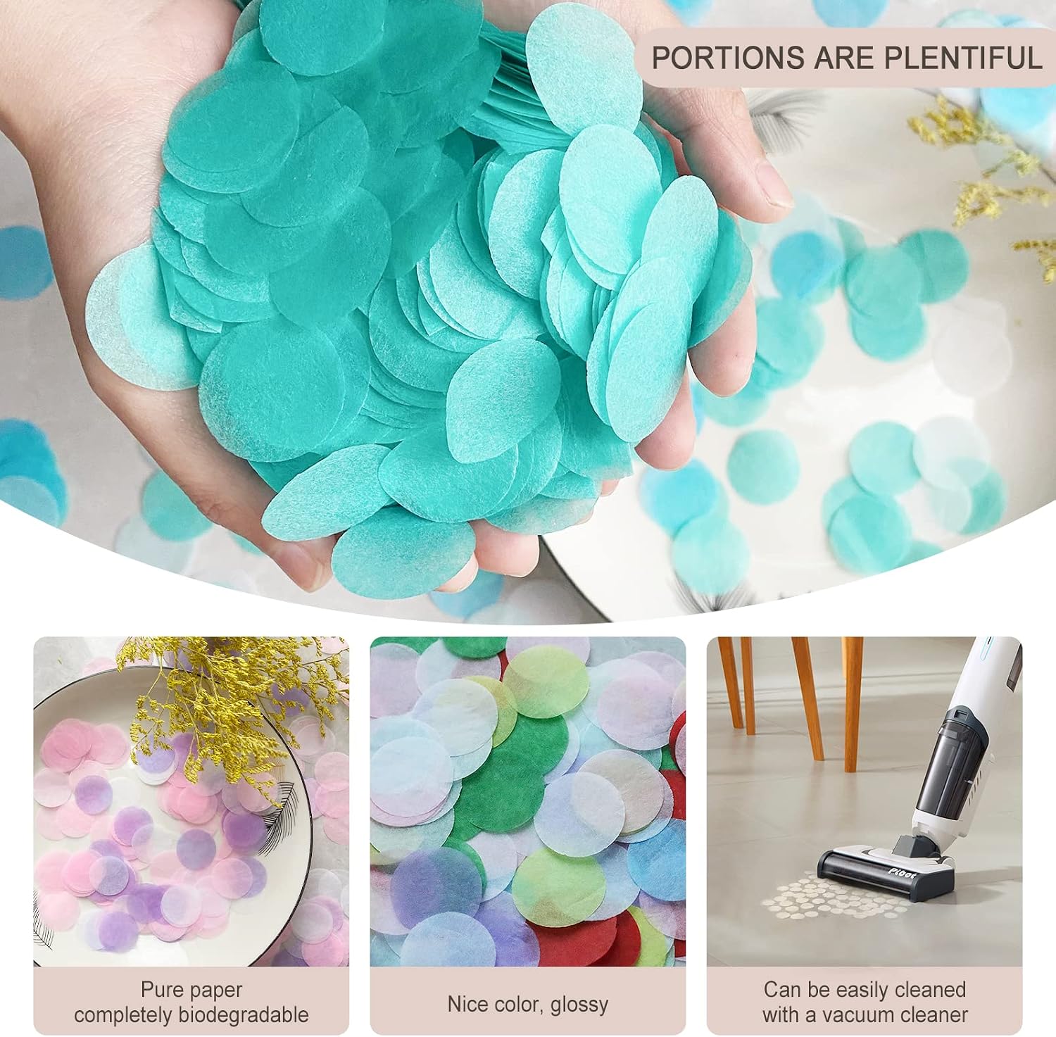 Kaemi White Round Tissue Paper Confetti 5000 Pieces 1 inch Paper Circle Confetti Dots for Table Parties & Celebrations