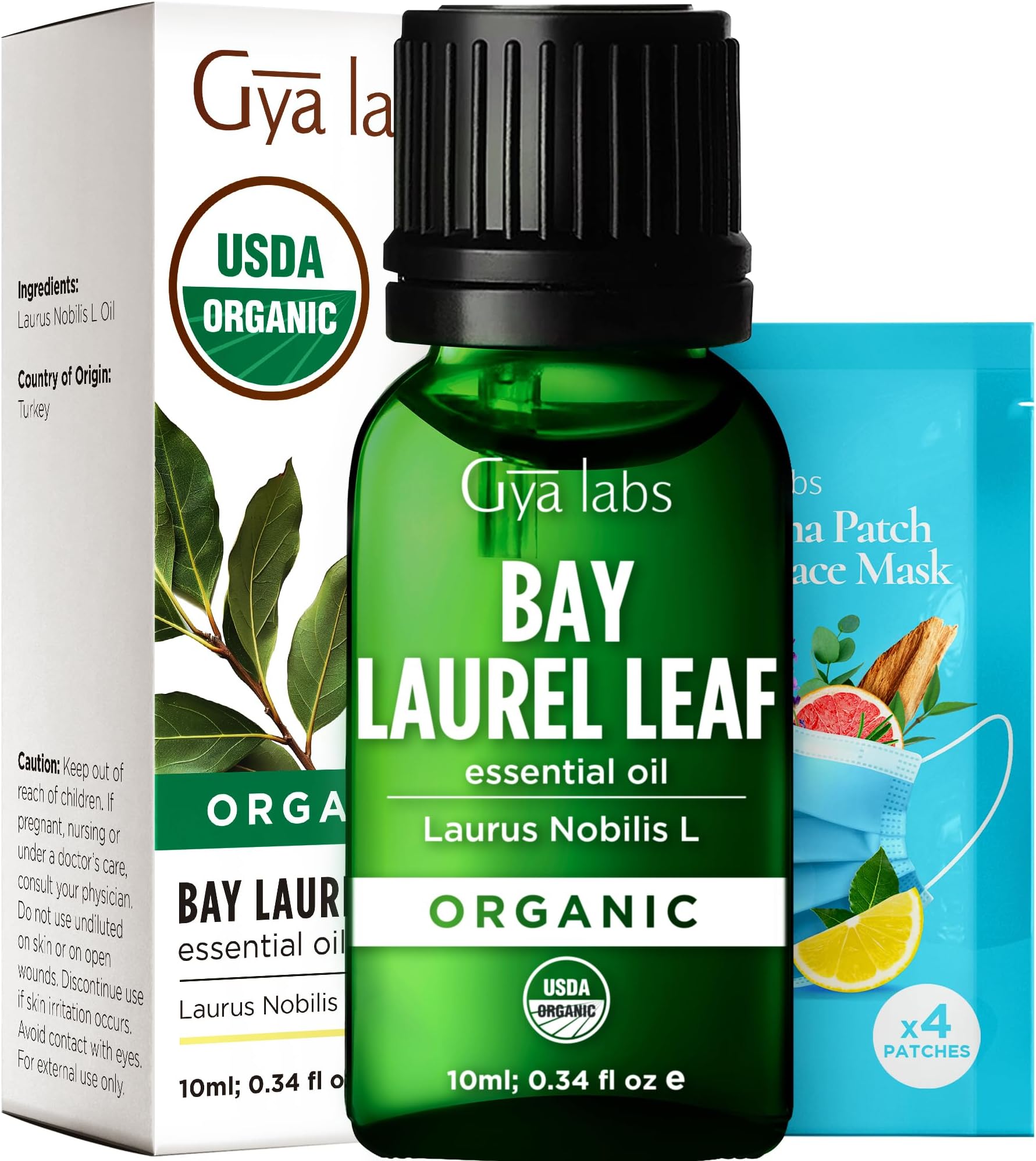Gya Labs Organic Bay Leaf Essential Oil for Diffuser - 100% Pure Nautral Bay Leaf Oil Organic for Hair, Fresh Soothing Aroma (10ml)