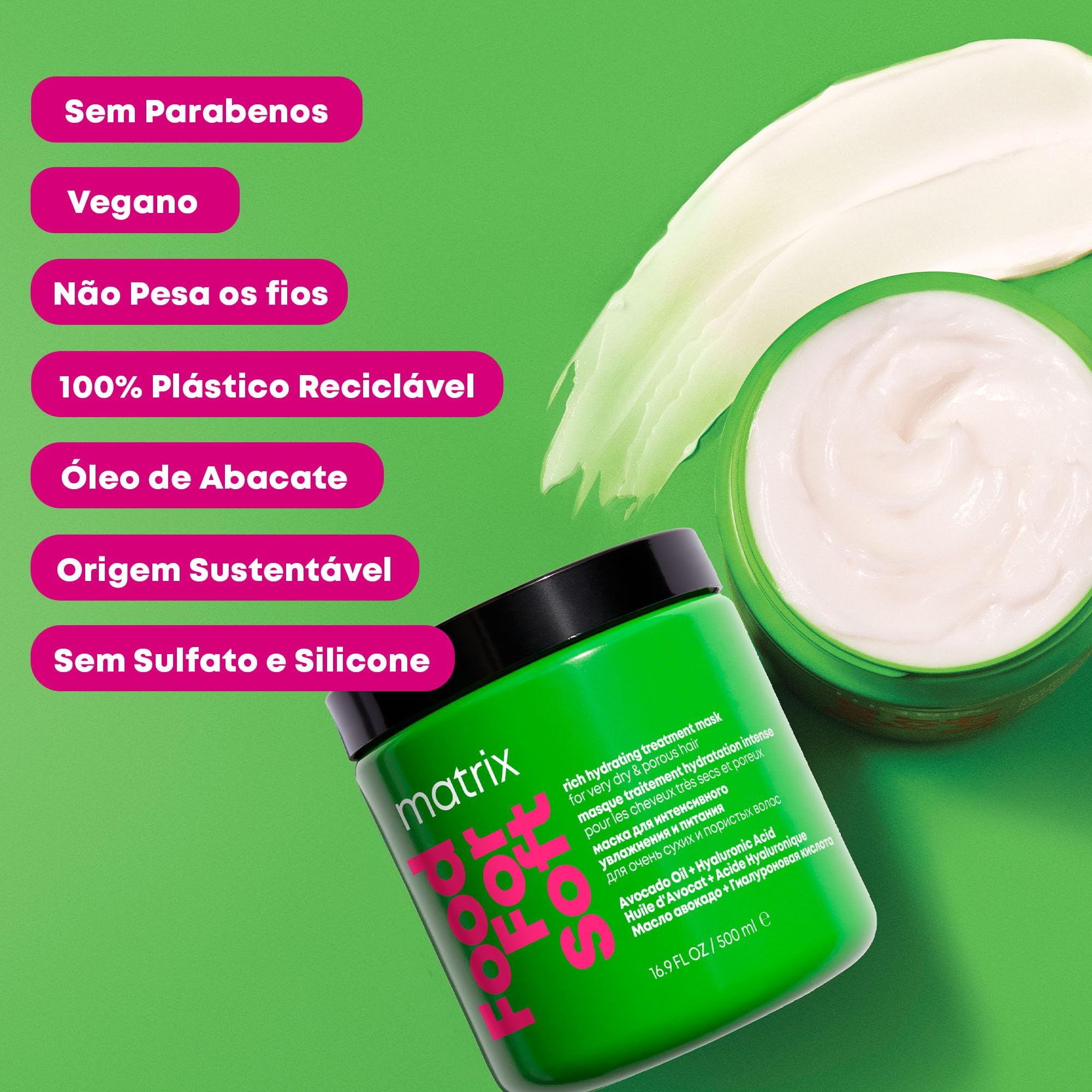 Matrix, Masque Hydratant, Cheveux Secs à Très Secs, Enrichi en Acide Hyaluronique et Huile d'Avocat, Food For Soft