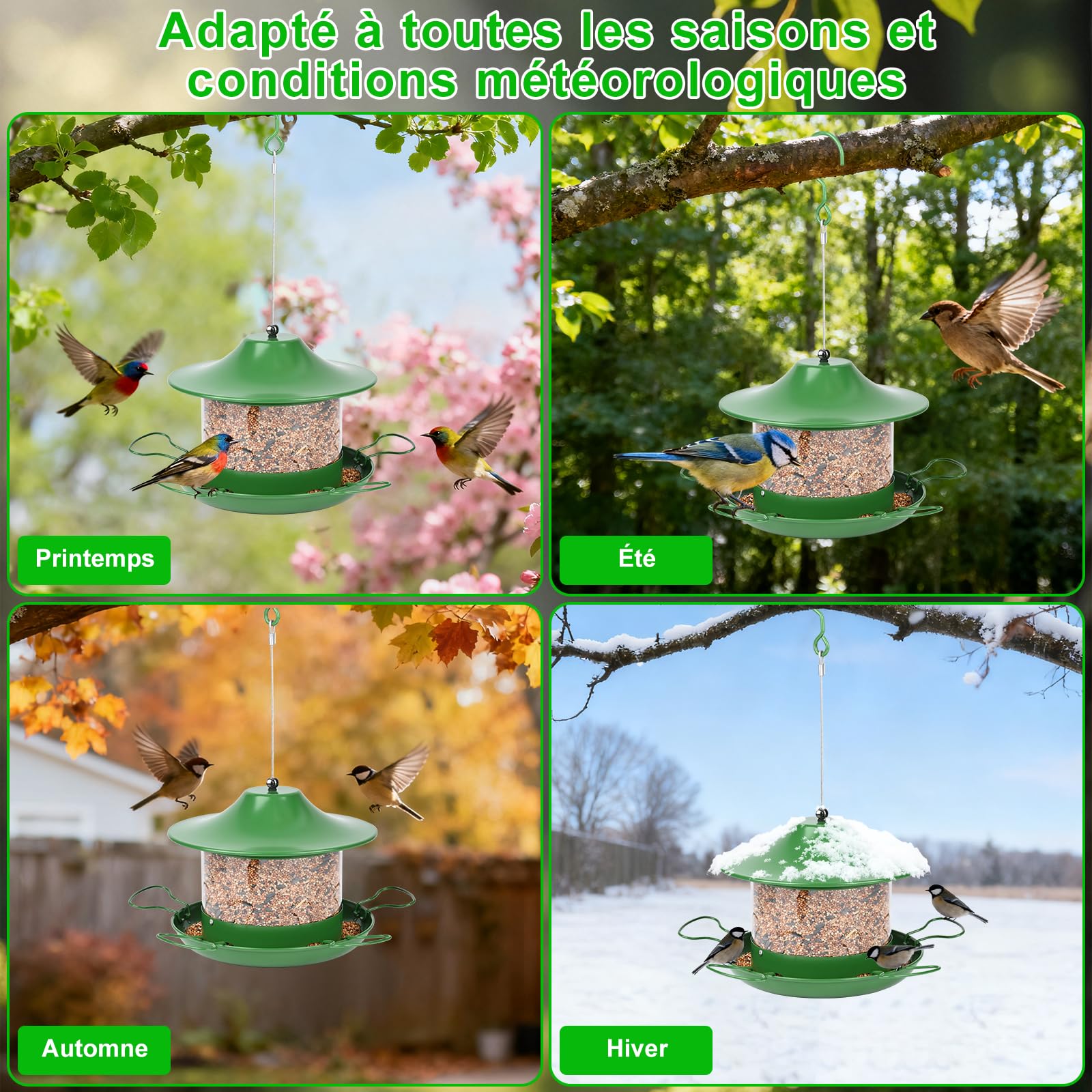 Mangiatoia per uccelli 1.8L da esterno Hanging Wild Bird Feeder per uccelli selvatici