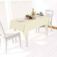 Vista 3 de sancua - Mantel rectangular de PVC 100 % impermeable, 54 x 54 pulgadas, vinilo a prueba de aceite, derrames, fácil de limpiar con un paño, para Beige
