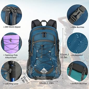 IGOLUMON 40L Hiking Backpack Ultralight Folding Backpack Travel Backpack Walking Backpacks for Men Women for Camping Travel Excursions Camping Mountain Outdoor, Black