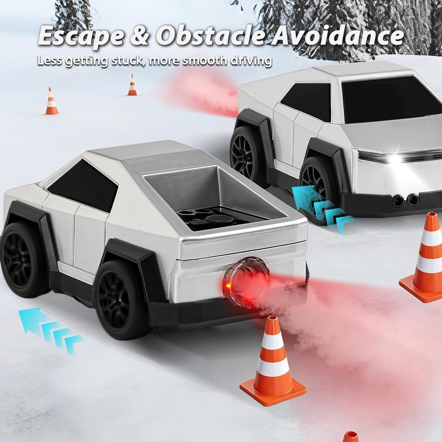 Remote Control Car Cyber-Inspired Rc Cars Toys with Drift Spray Lights Sound Automatic Follow 2.4GHz Rc Truck Toys for 3+ Boys Pet