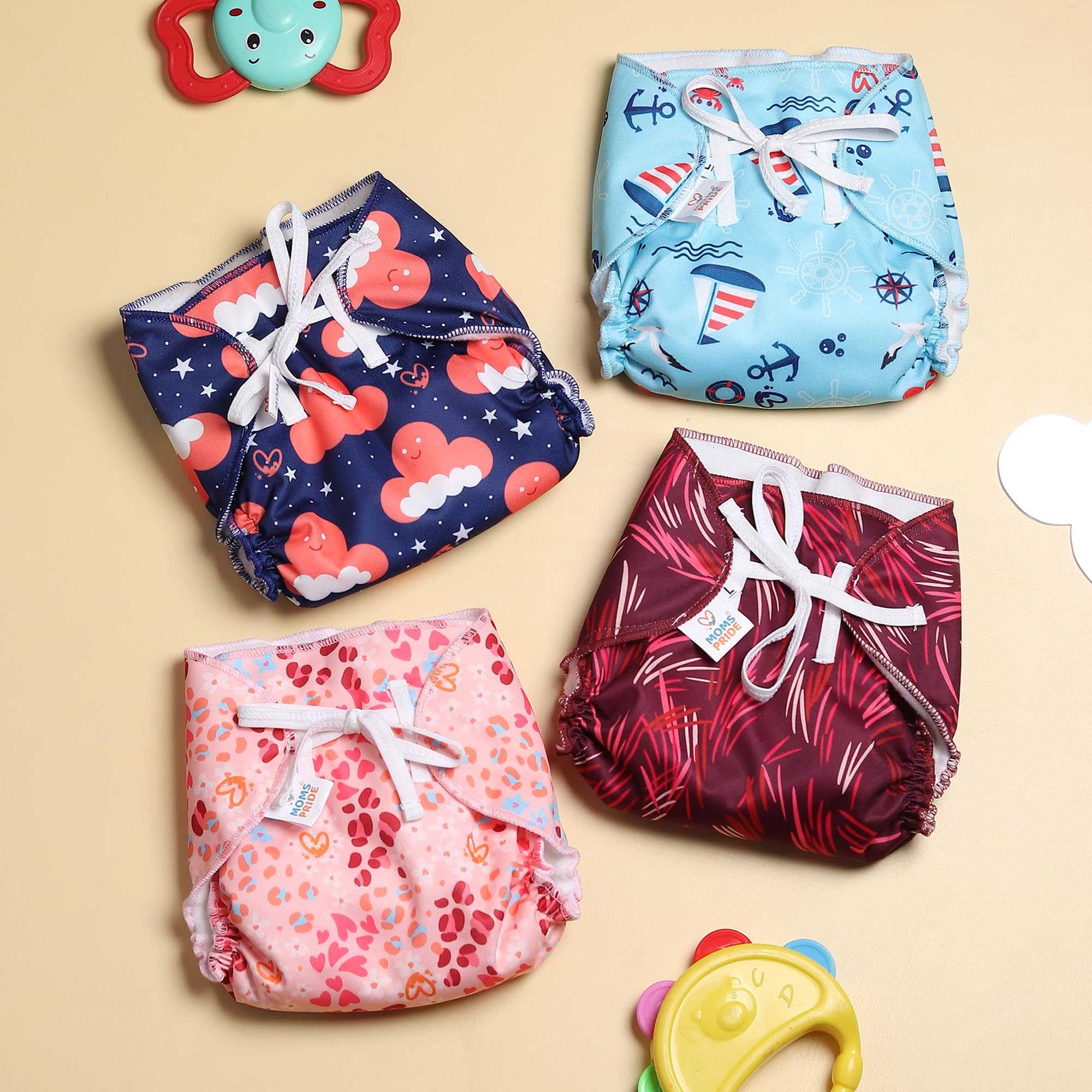 Mom's Pride Waterproof Padded Langot | Cotton Cloth Nappy with Gentle Elastics & Stay Dry Layer on top Compatible Baby Weight 0-5 kg (S)-image-32
