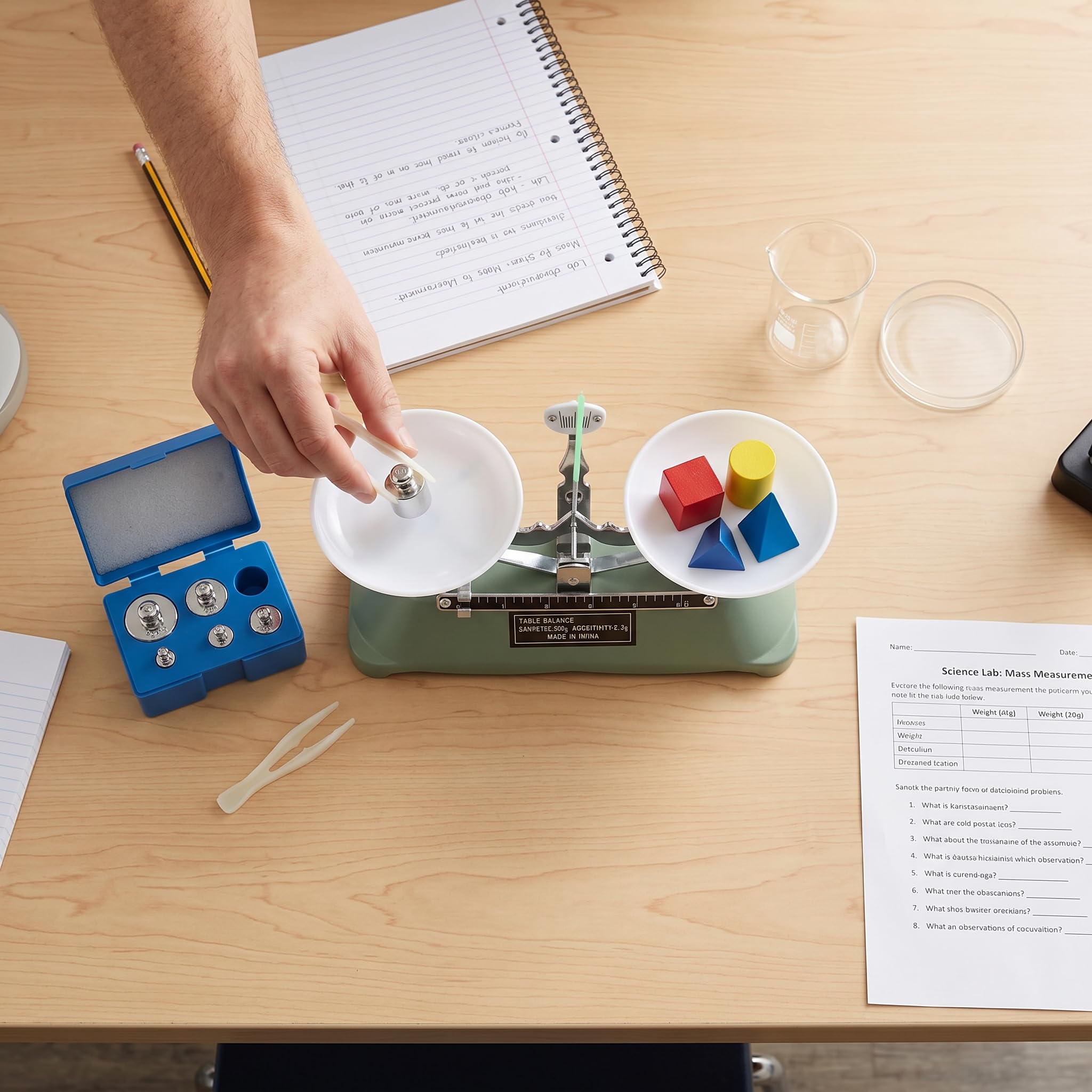 Präzisionswaage Labor Chemie 200g mechanische Waage mit Gewichten 0,2g Teilungswert