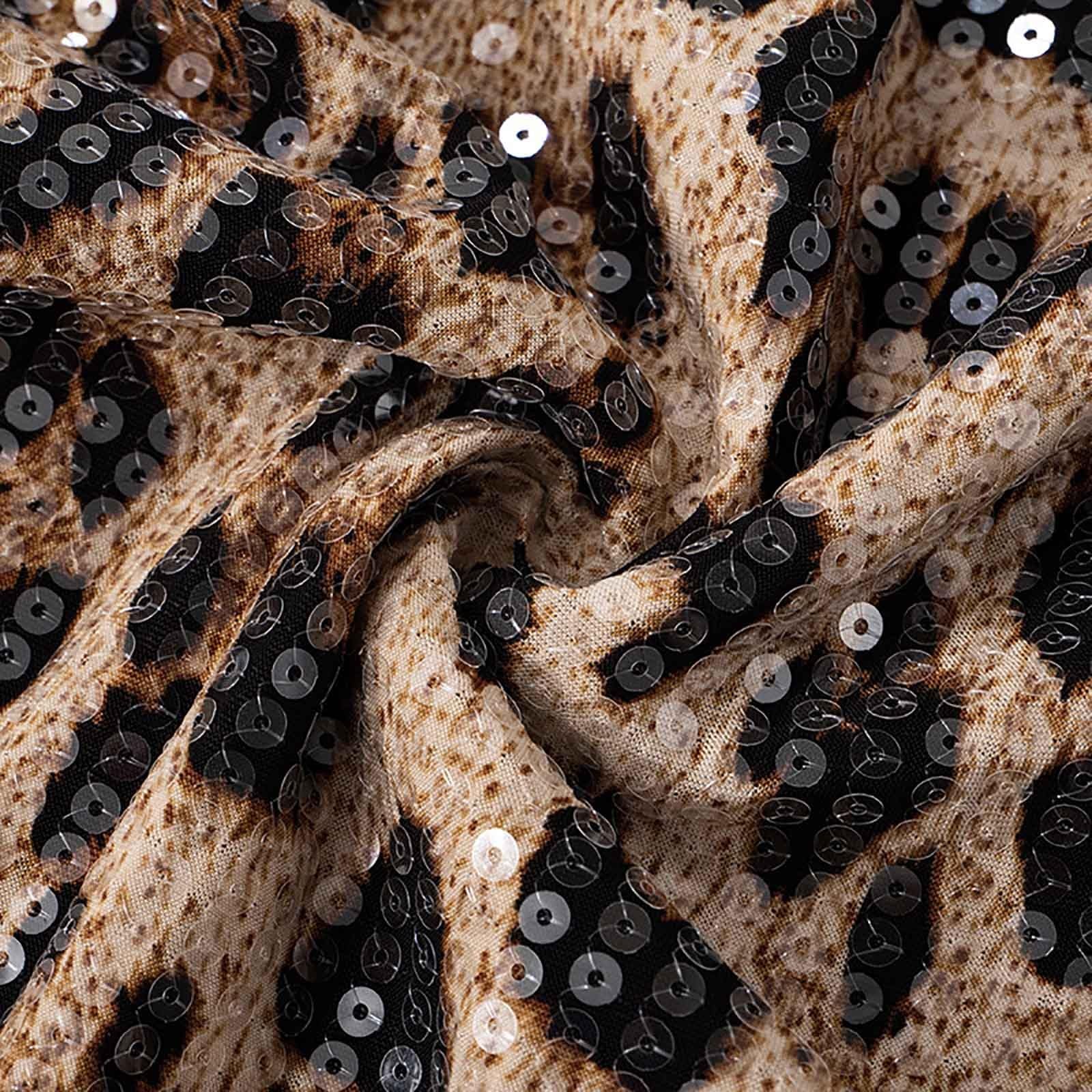 Pailletten Top Damen - Leoparden Print Bustier Mit Reißverschluss, Kurz Und Bauchfrei Sexy Glitzer Oberteile Schulterfreies Glitzerbody Ärmellos Nachtclub Trägershirt für Karneval Party Oberteil