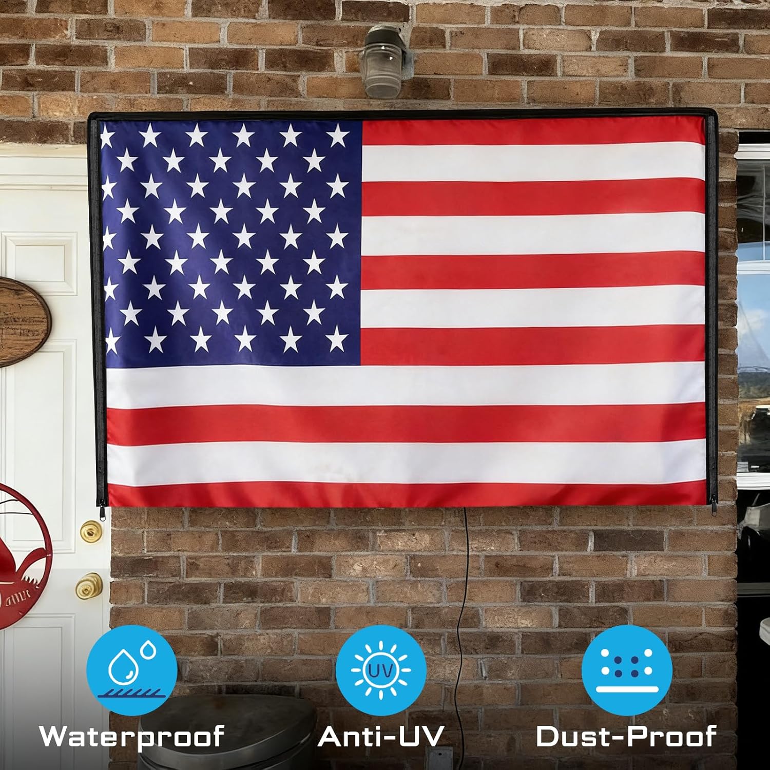 Outdoor TV Cover 52 to 55 Inch Weatherproof, Zipper Waterproof Outside TV Covers Heavy Duty 600D Oxford TV Covers Outdoor TV Screen Protectors Shield with Front Flap for Flat Screen Outdoor TVs