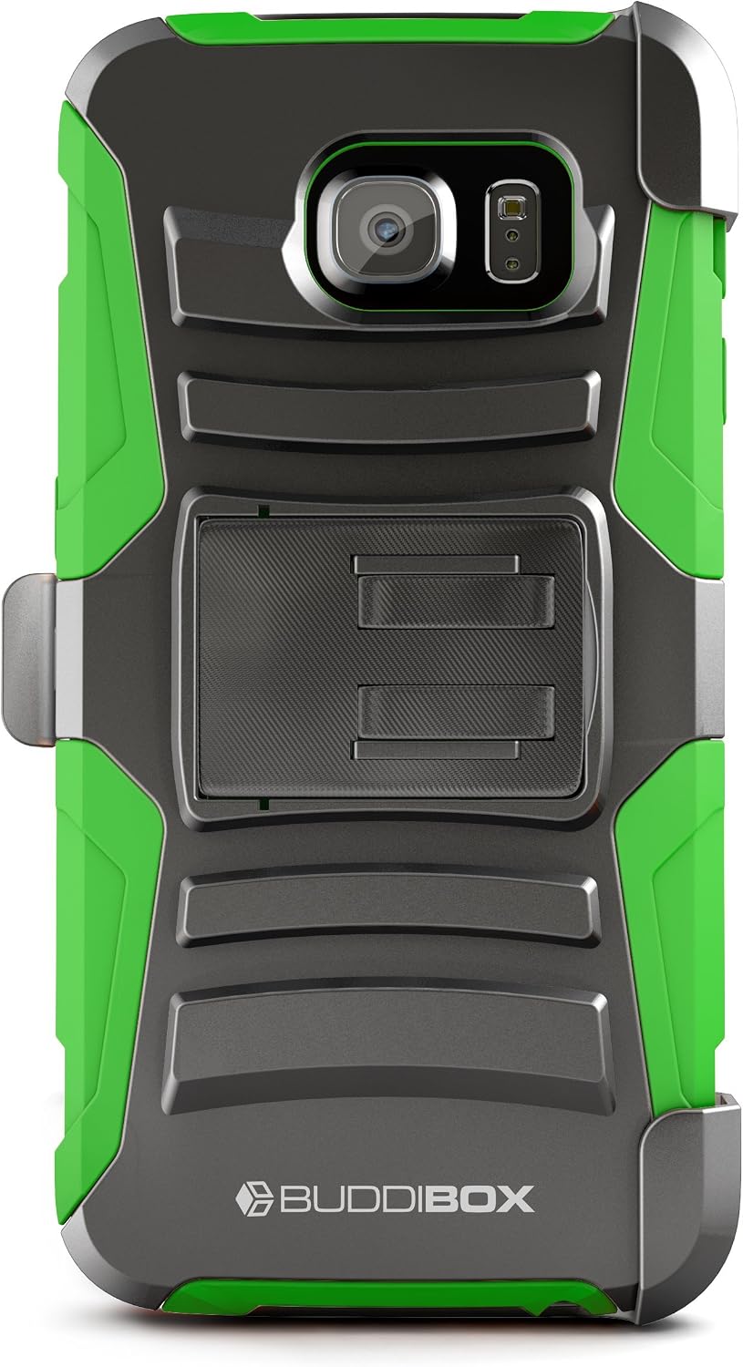Galaxy S6 Case, BUDDIBOX [HSeries] Heavy Duty Swivel Belt Clip Holster with Kickstand Maximal Protection Case for Samsung Galaxy S6, (Green)