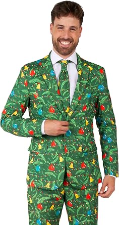 Suitmeister Light-Up Chirstmas Jackets for Men in Different Prints – Ugly Xmas Sweater Costumes Include Jacket Only