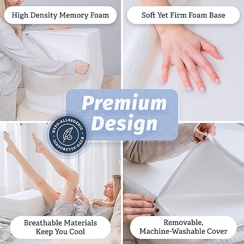 Miniatura 3 de Abco Tech Almohada de elevación de piernas de 8 pulgadas con parte superior de espuma viscoelástica – Eleva el descanso de las piernas para reducir