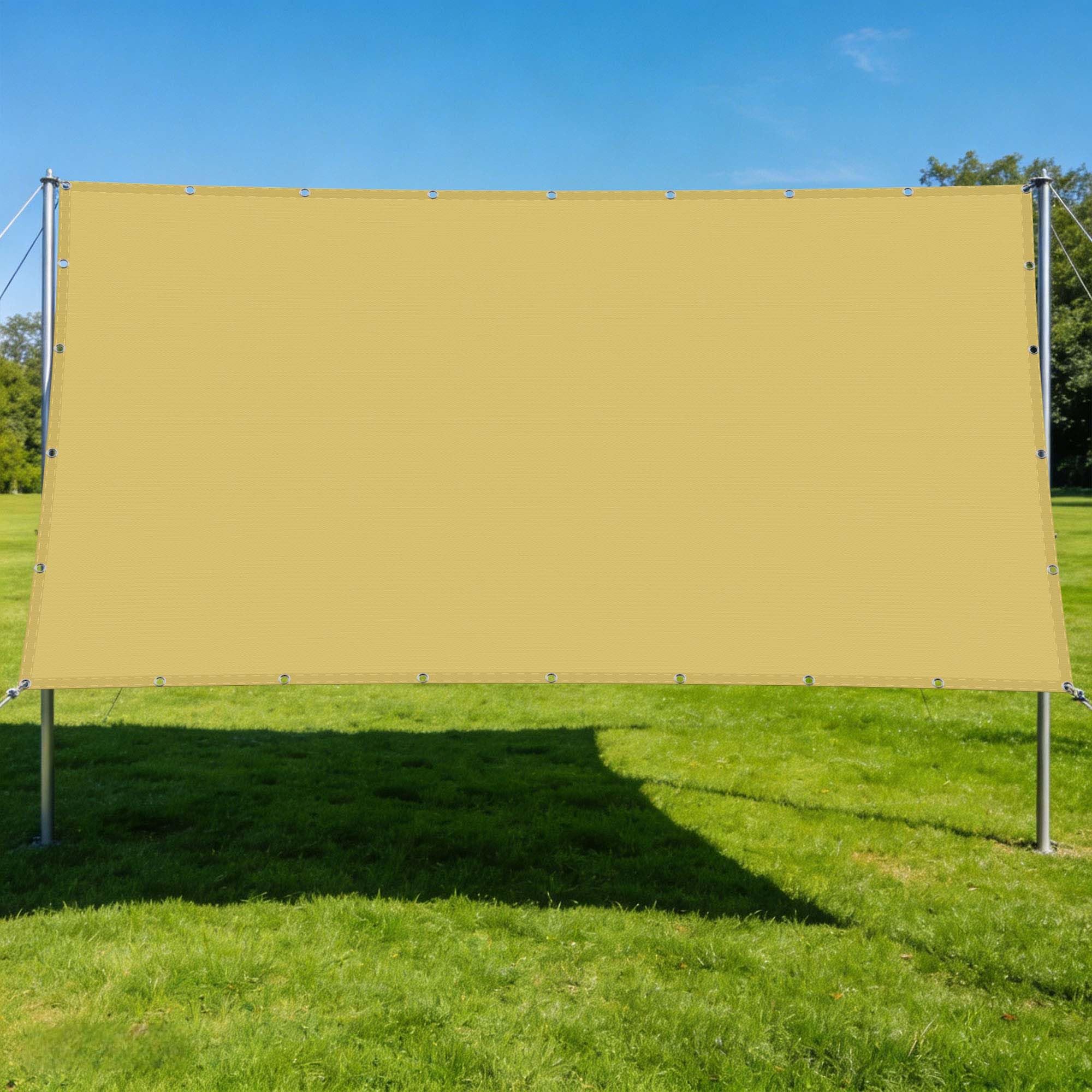 Voile d'ombrage rectangulaire haut de gamme jaune sable extensible