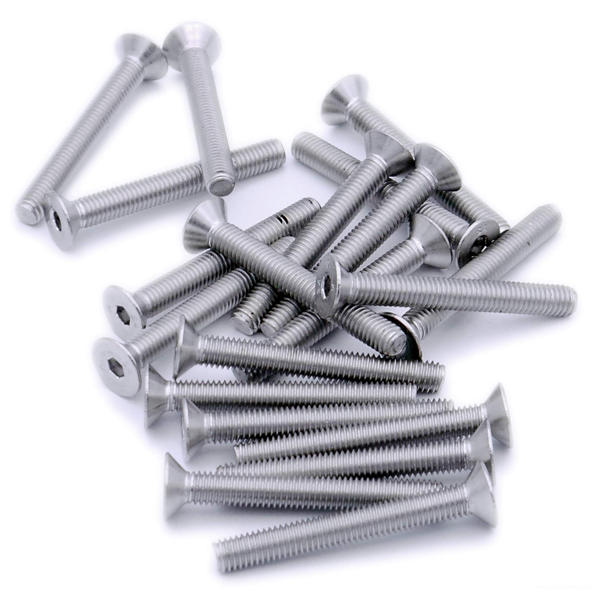 Singularity Supplies Silver M4 (4Mm X 14Mm) Hex Socket Countersunk Machine Screw (Bolt) - Stainless Steel (A2) (Pack Of 20)