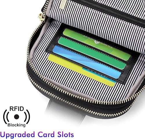 Miniatura 9 de nuoku Bolso bandolera para mujer - Pequeña cartera RFID y bolsa para teléfono celular