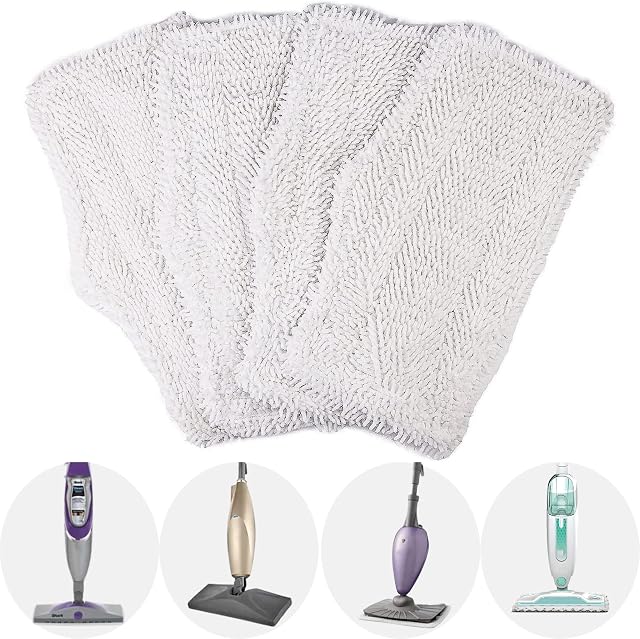 Zeltauto 4 Pack Steam Mop Pad for Shark Steam & Spray Mop SK460 SK140 SK141 S3101 S3102 S3250 S3251 S1000UK S1000, Microfiber Mop Replacement Pad for Shark Steam Mop [S1000UK] Pocket Mop