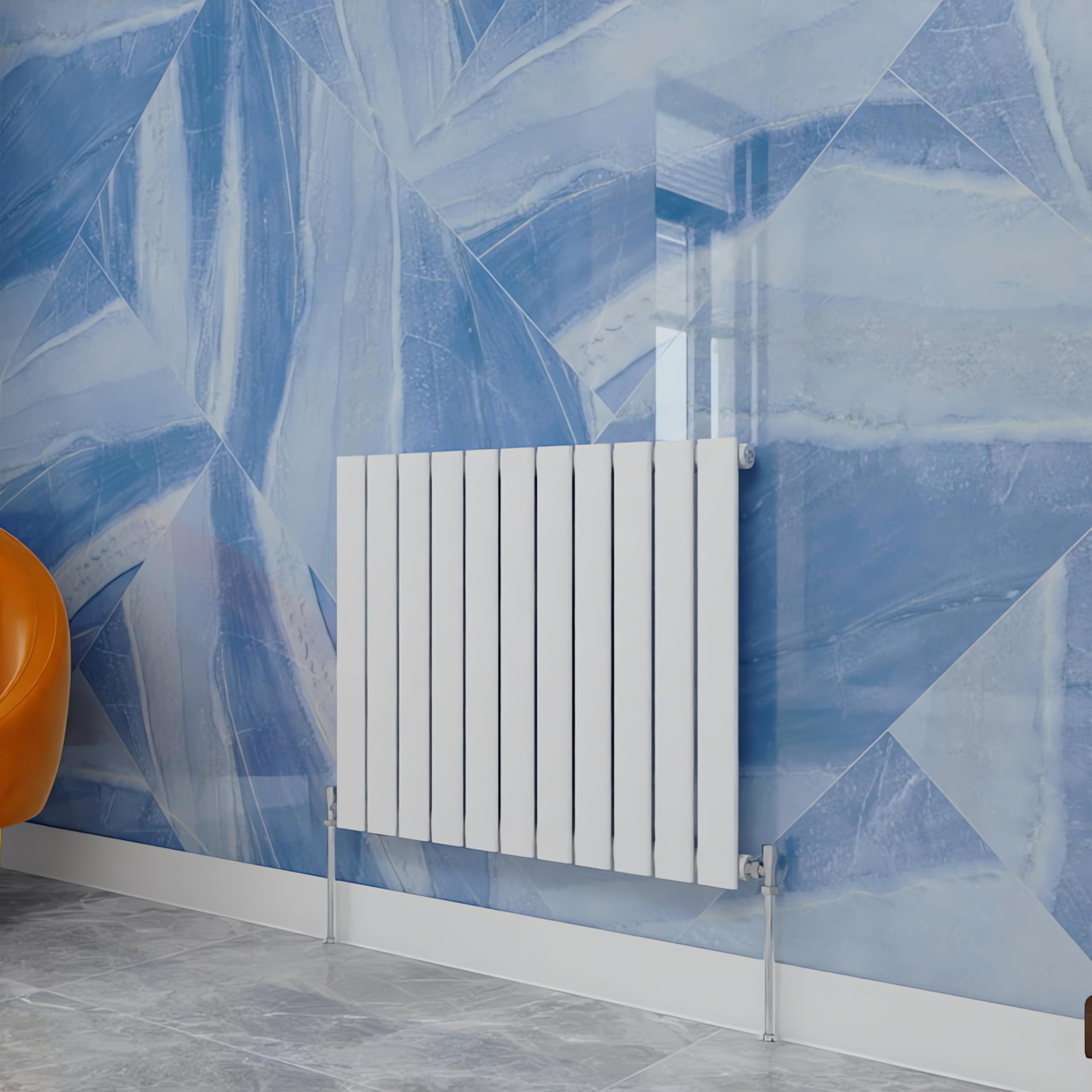 Central Heating Radiator,600x748mm White Horizontal Flat Single Panel Column Energy-efficient for Morden Multi-Scene
