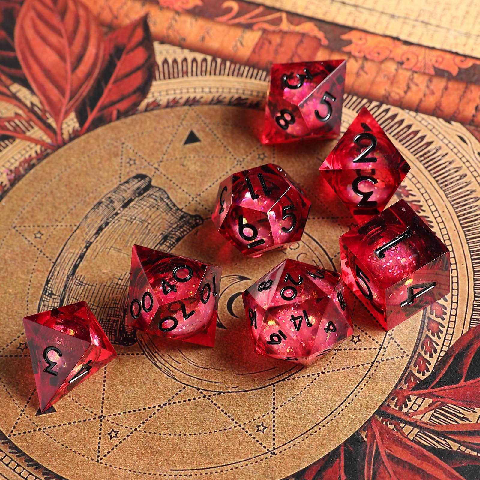 DND Dice Set 7pcs D4 D6 D8 D10 D12 D20 D% Polyhedral Handmade Resin D&D Dice for Dungeons and Dragons Pathfinder Roll Playing Table Games RPG MTG Games with Gift Box - Image 3