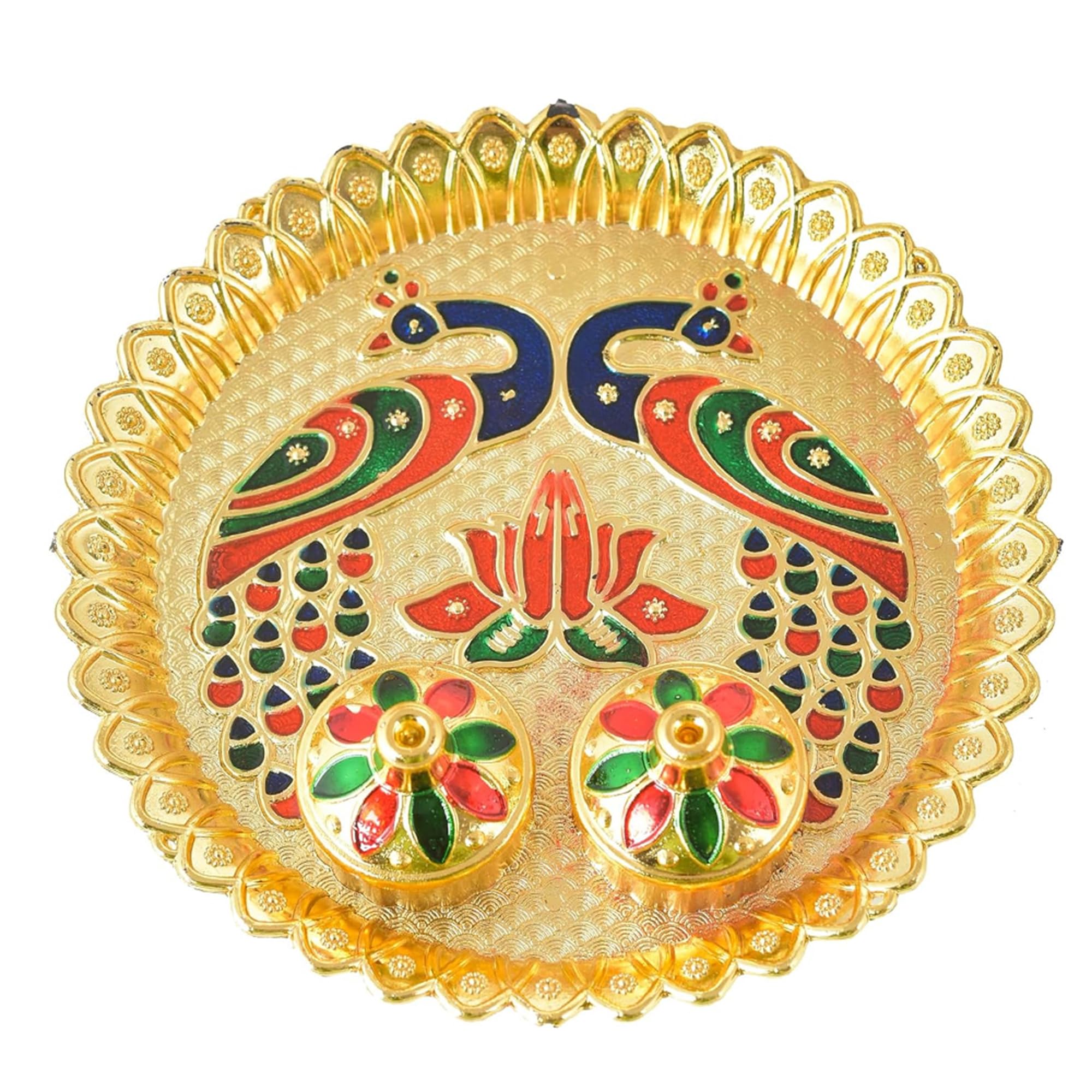 CraftVatika Rakhi for Brother Bhabhi Kids with Gift Combo Rakhi Set of 4 Rakhi with Pooja Thali Gift Set, Designer Rakhi for Bhaiya Bhahi with Pooja Thali Set 1