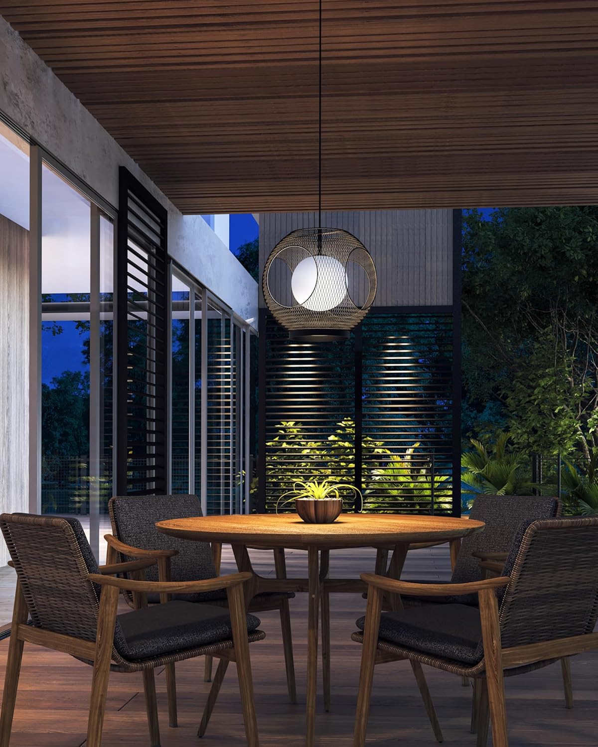 Kuzco Lighting Kona 13" Exterior Pendant | Black Finish | Matte Opal Glass Diffuser | Modern Outdoor Hanging Light Fixture | Made of Aluminum and Glass | 13.25"L x 13.25"W x 14.63"H | EP56913-BK/OP