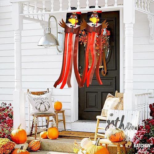 Miniatura 6 de KatchOn Decoraciones de calcetines de viento de Acción de Gracias, 39 pulgadas, paquete de 2, sin bricolaje, pavo y calcetín de viento de otoño,