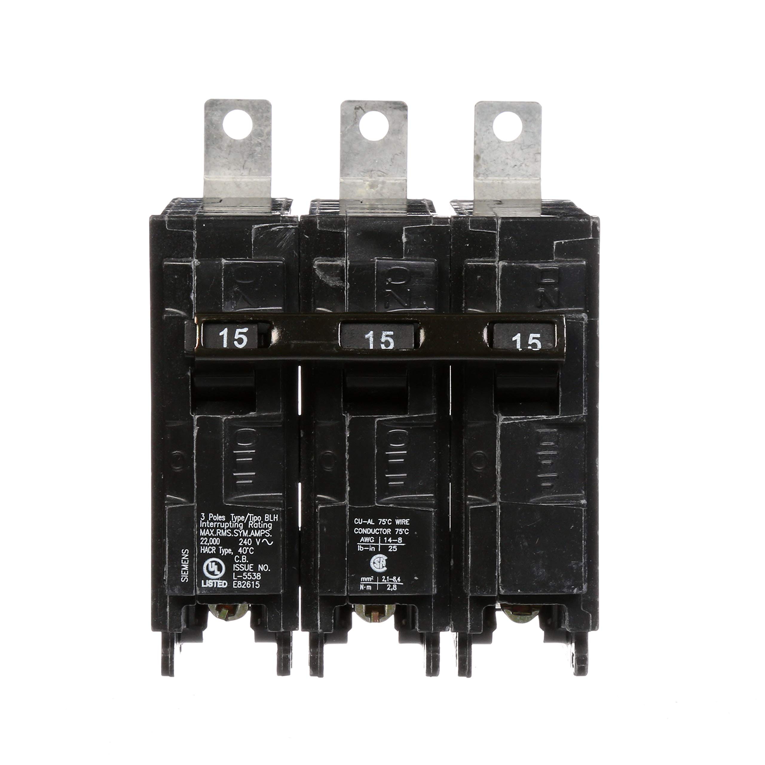 Ｂ-15 Siemens B315H 15-Amp Three Pole 240-Volt 22KAIC Bolt in Breaker