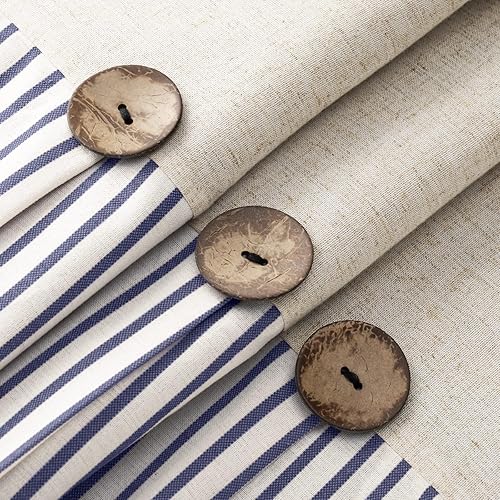 Miniatura 8 de Awellife Cortina de ducha para baño, tela tejida de algodón y lino a rayas grises, juego de cortinas de ducha estilo rústico (gris, 72 pulgadas de