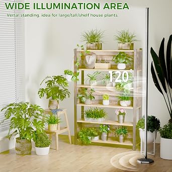 2PCS Grow Lights for Indoor Plants with Timer, 384 LEDs 42W Vertical Full Spectrum Grow Light 65 Inch Standing Grow Lights 3 Light Modes 5-Level Dimmable Wide Coverage