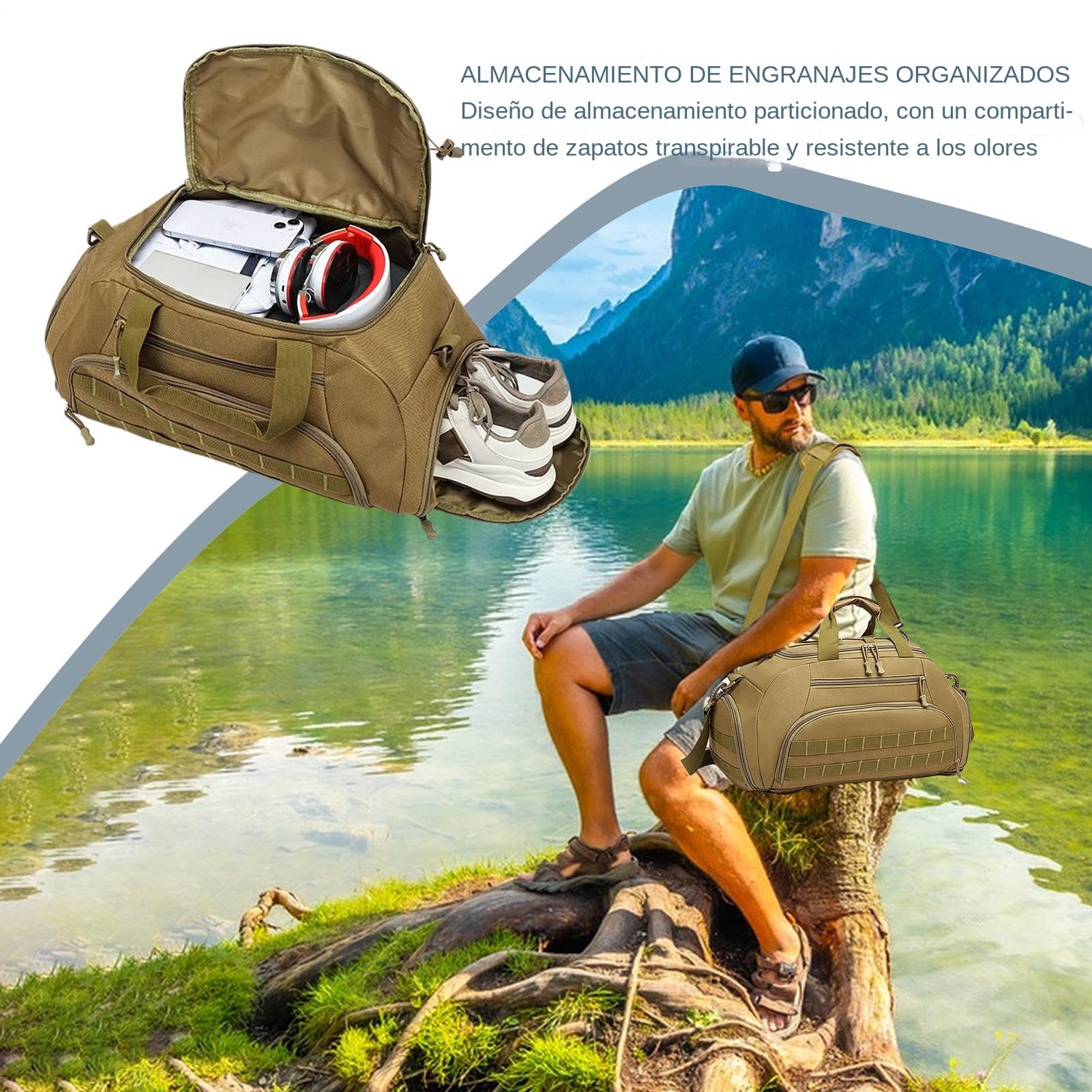 Zaino da Palestra per Uomini Tessuto Oxford Impermeabile E Convertibile | Borsa Sportiva E Zaino Da Campeggio Adatto A Outdoor Viaggio Escursionismo Allenamento Weekend Viaggio Uomini E Donne