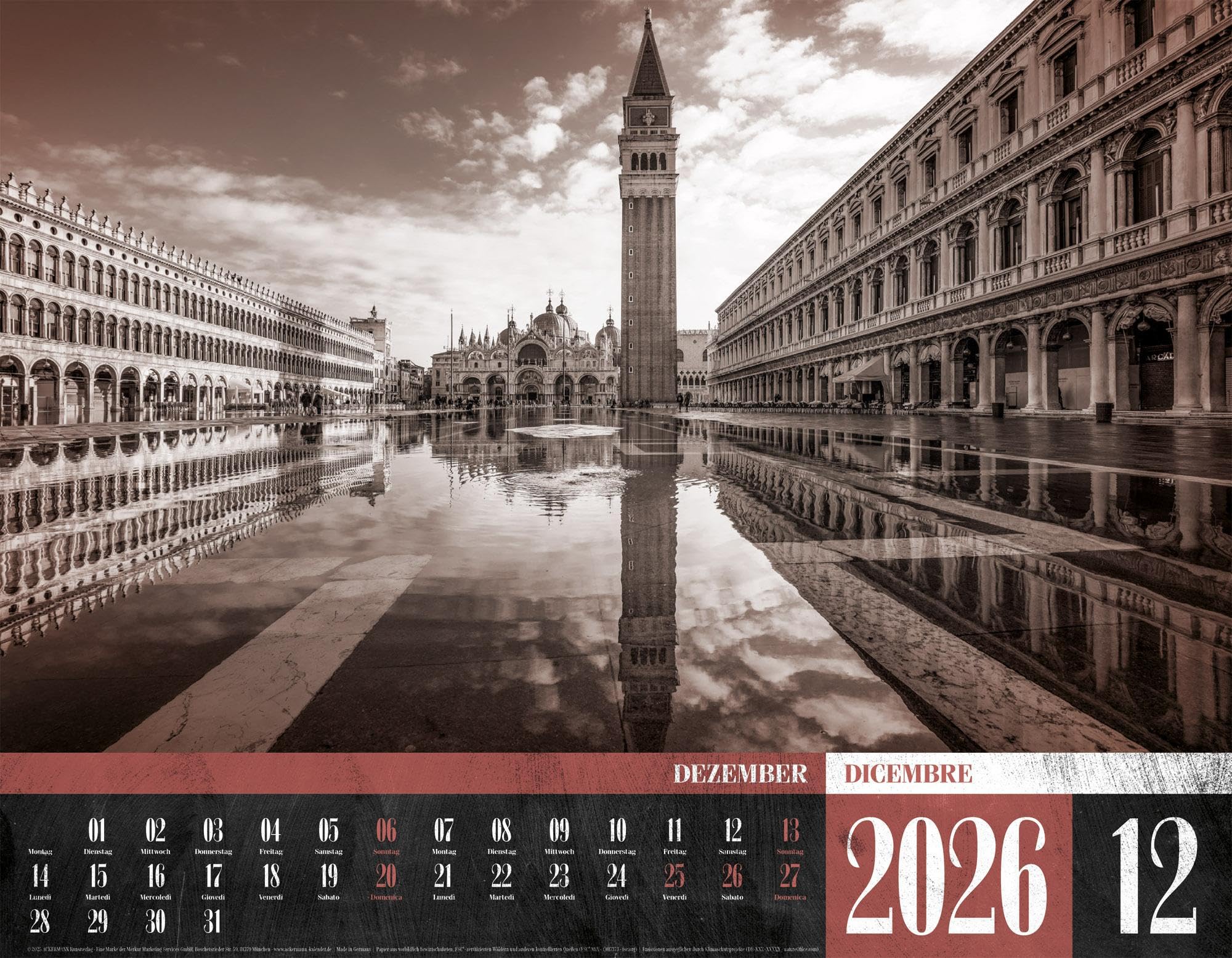 La Dolce Vita Kalender 2026 | Italienische Lebensart | Stimmungsvoller Italien-Kalender im großen Querformat (54x42 cm) | Fotos in Schwarz-Weiß/Sepia
