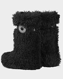 Amazon.com | MUCCCUTE Black Faux Fur Winter Boots for Women Furry