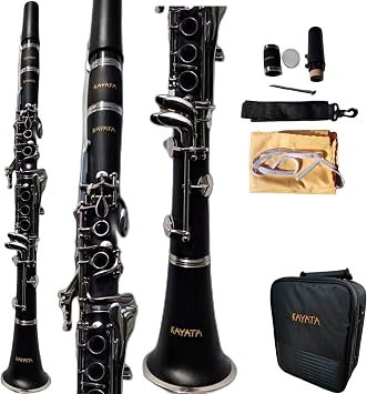 C Key Clarinet with Nickel Plated Keys and Adjustable Thumb Rest,Ebonite Body. Deluxes Canvas Case