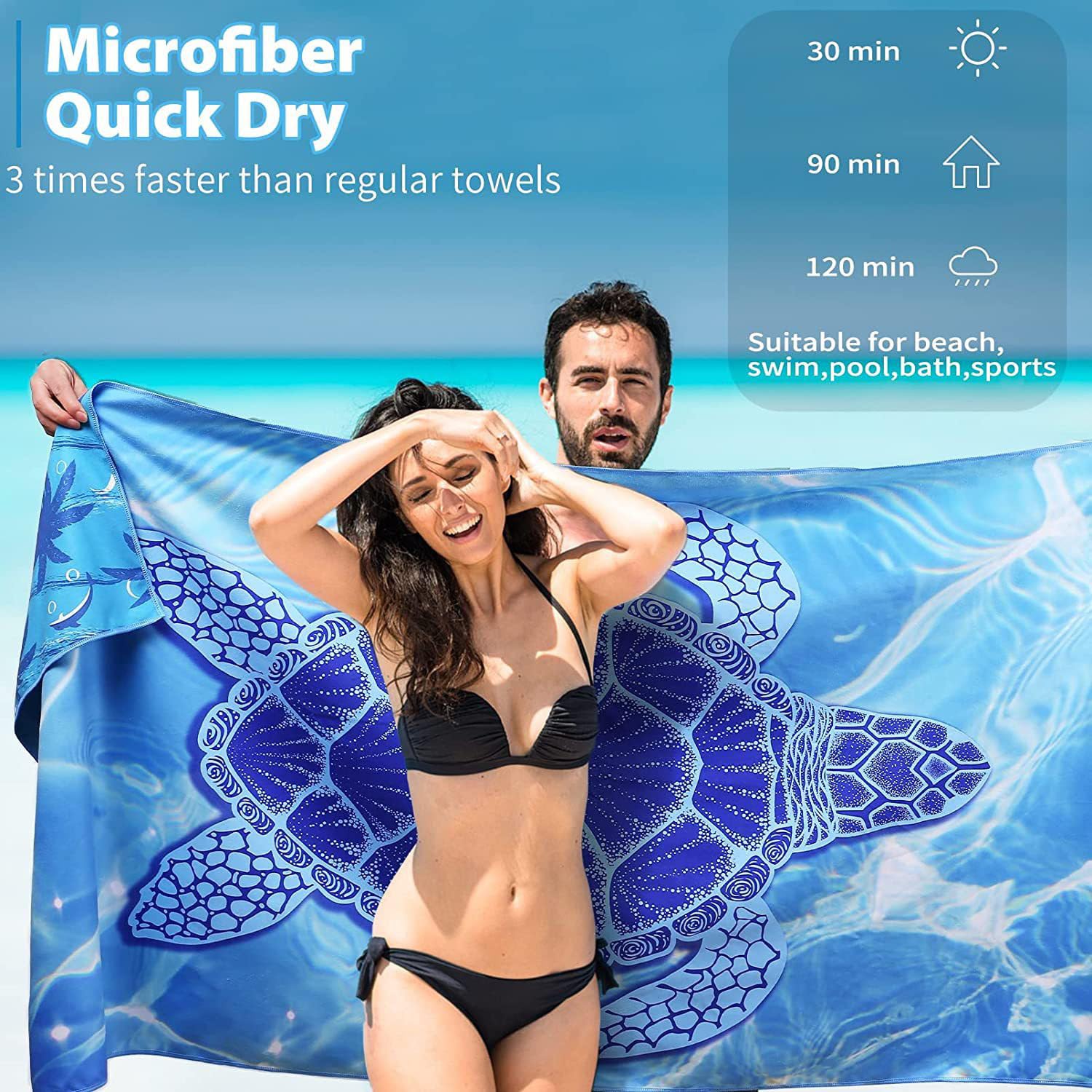 LANHUIYY (180 x 80 cm, grande telo da spiaggia, per sport, viaggi, yoga, campeggio, spiaggia, palestra, in microfibra (K-01, 80 x 180 cm)