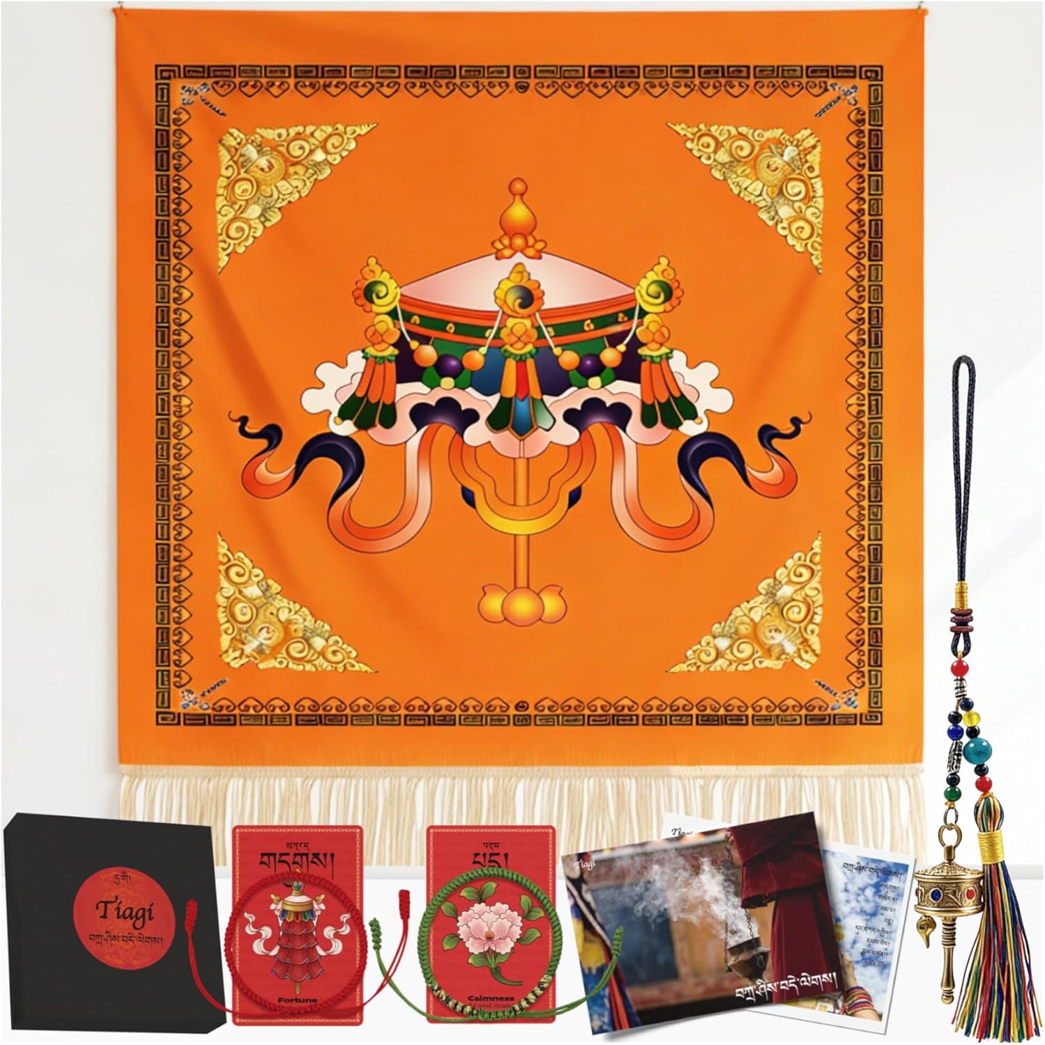 Tibetan Tapestry Blessing Set, 16PCS Handmade...