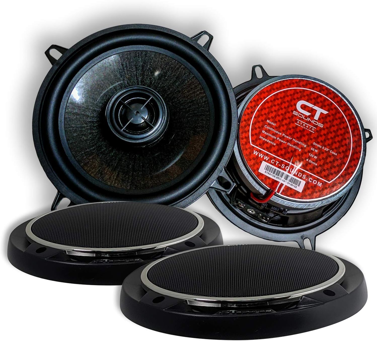 80% Off Discount CT Sounds Strato 5.25” 200 Watt 2-Way Weatherproof Coaxial Car Speakers, Pair