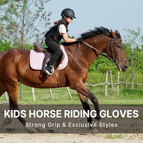 Miniatura 3 de ChinFun Guantes de equitación para niños y niñas, duraderos, transpirables, ligeros, cómodos, para todas las estaciones, para jóvenes jinetes