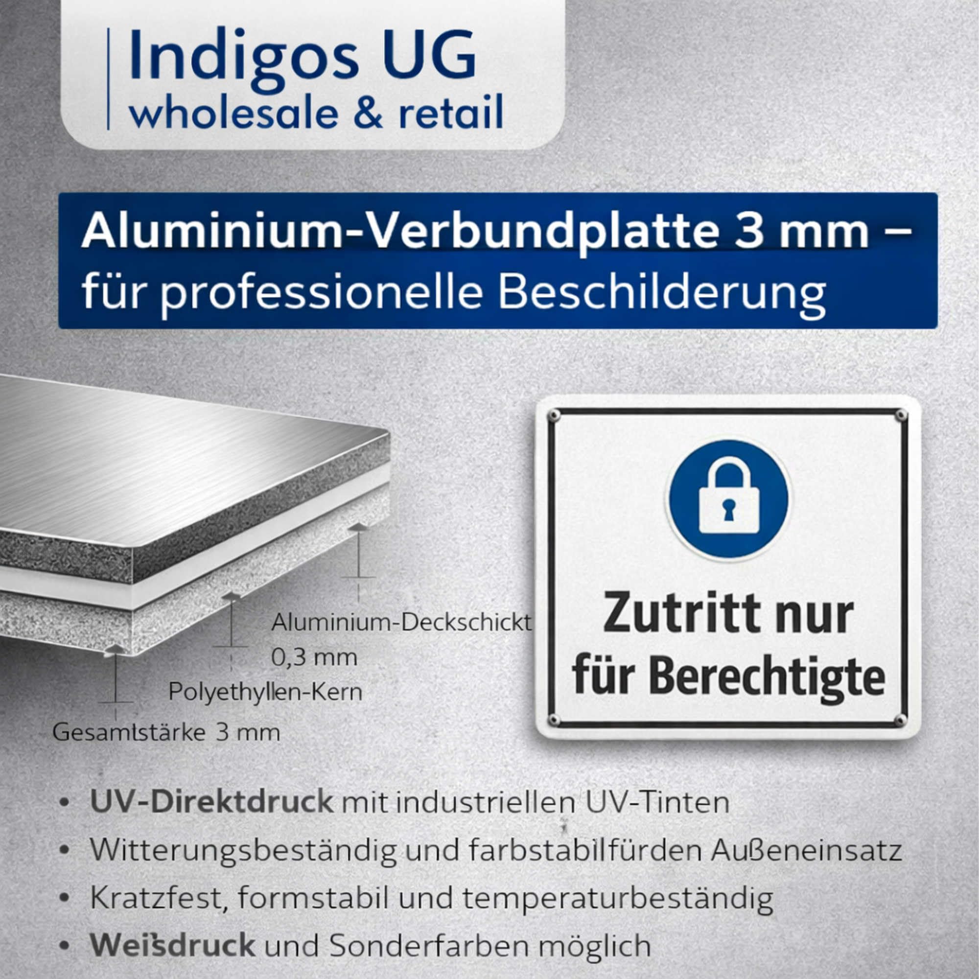 INDIGOS UG - Aluverbundplatte Schilder 3mm - Sicherheit - Achtung Kinder - 600x400 mm - Hotel, Firma, Schutz, KITA, Arzt, Praxis, Wohnung