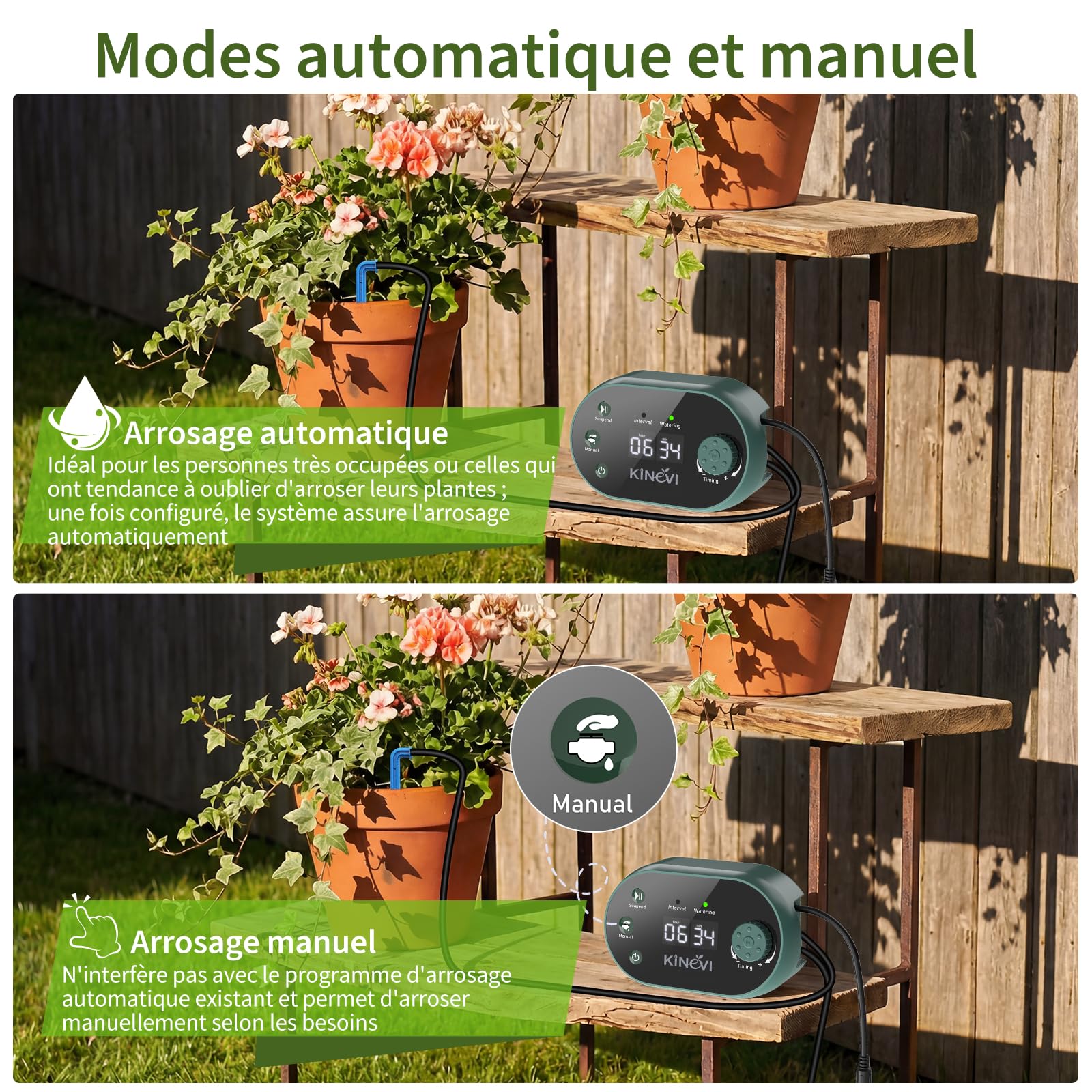 Kit Arrosage Automatique Solaire Jardin Ysteme Irrigation Goutte à Goutte 15 Plantes Balcon Extérieur
