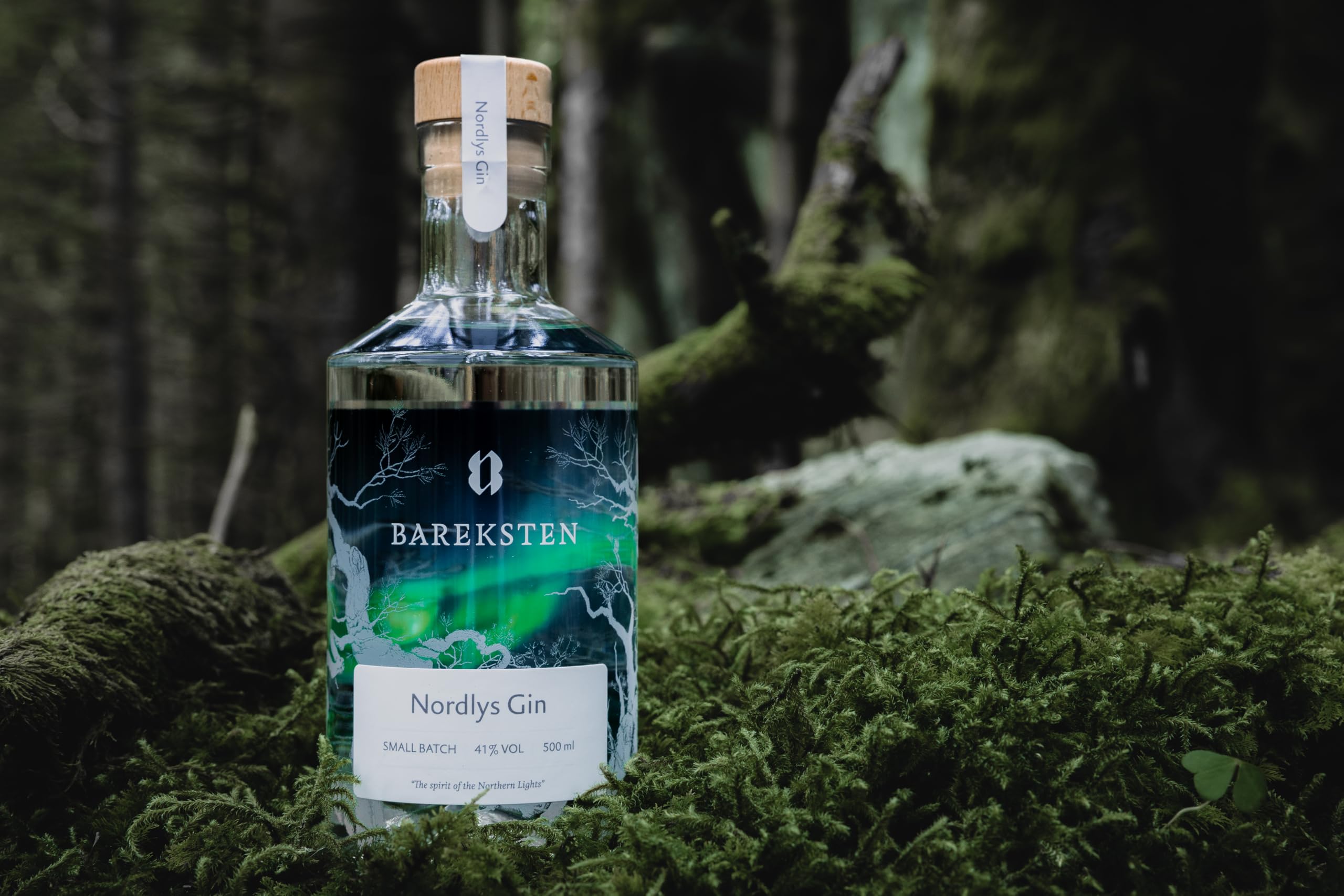 Bareksten | Nordlys Gin | The Spirit of The Northern Lights | Frisch & würzig | Kleinstchargen aus Norwegen | 41% vol. | 500ml