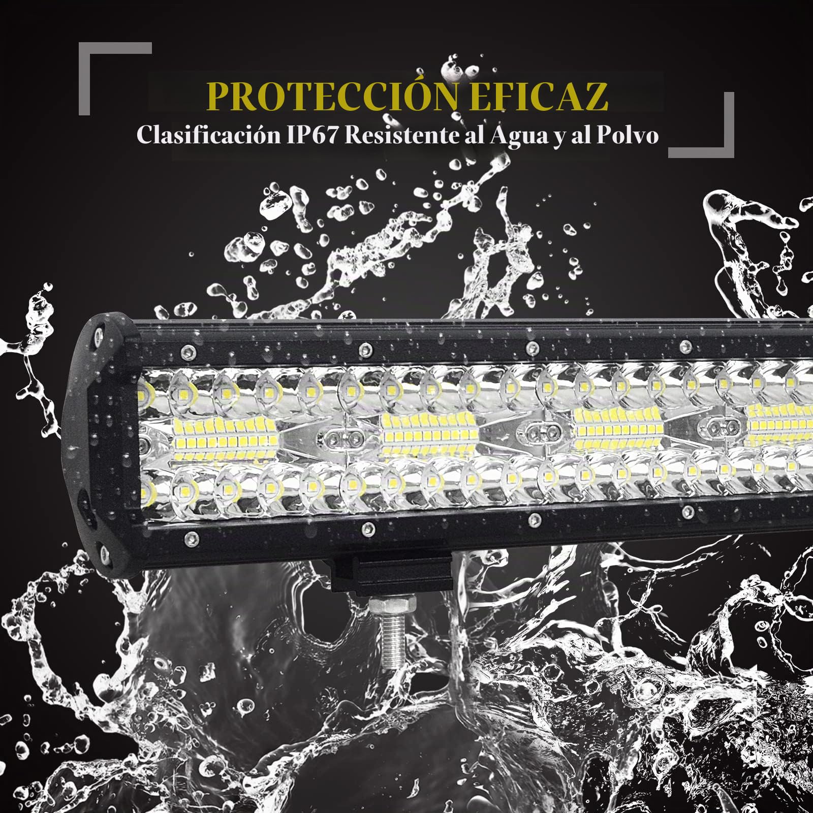 SKYWORLD Barra led 4x4, 23 pulgadas 59 cm 480W Barras LED Coche Faro led Focos 12v 24v trabajo con soporte de montaje de placa de matrícula, Toggle arnés de cableado Kit para Coche 4WD ATV SUV Camión