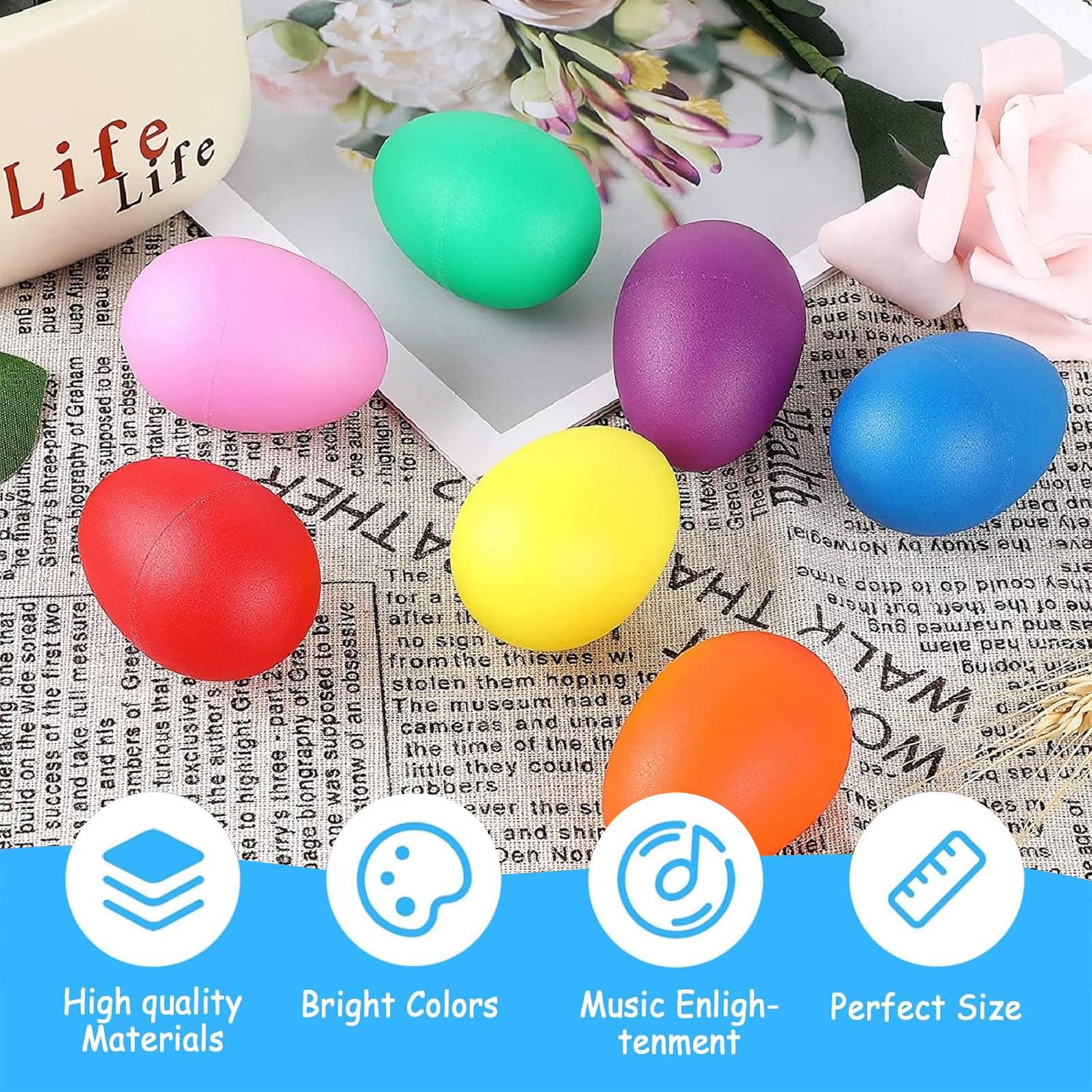 Uova Di Pasqua In Legno Maracas – Set 6 Pezzi Con Suoni, Colorate E Dipinte A Mano, Ideali Per Caccia E Bomboniere