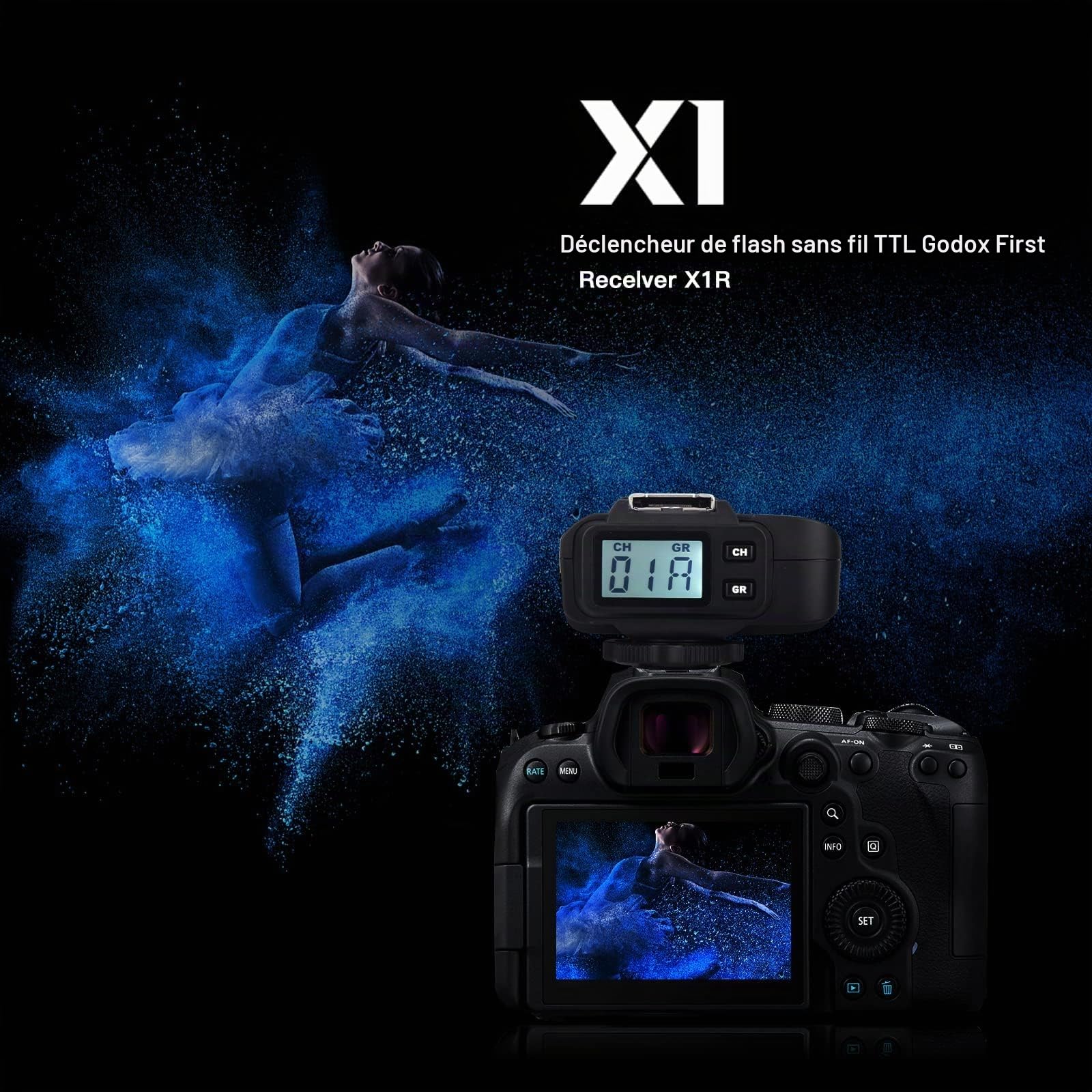 Godox X1R-C Récepteur de Déclencher de Flash pour Canon, 2.4G sans Fil HSS 1/8000s TTL Récepteur Déclencher à Distance, Compatible avec Déclencheur X1T-C/X2T-C/XPro-C/XProII-C/X3C/X3Pro-C